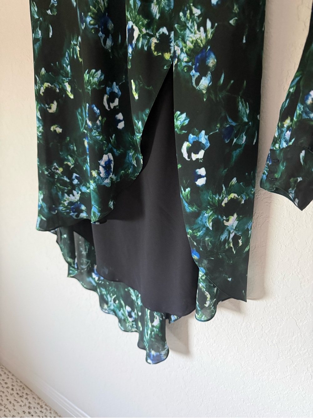 Haute Hippie Black and Green Floral High-Low Skirt with matching top - Picture 7 of 11